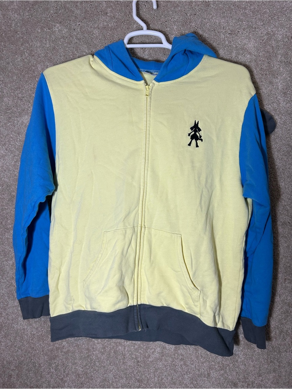 Pokemon Center Lucario Costume Zip Up Hoodie Blue Yellow Adult Small S 2020